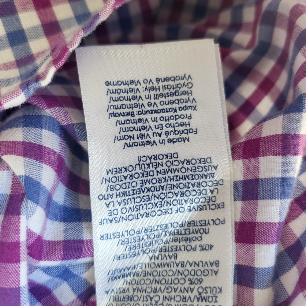 🌿Chaps Men's Blue & Purple Check Button Down Shirt, size XL - Picture 6 of 9